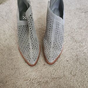Vince Camuto Light Gray Perforated Ankle Booties